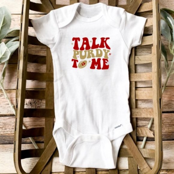 Brock Purdy 49ers Super Bowl Football TaylorSwft Talk Purdy Onesie Baby Onesie - Picture 1 of 2